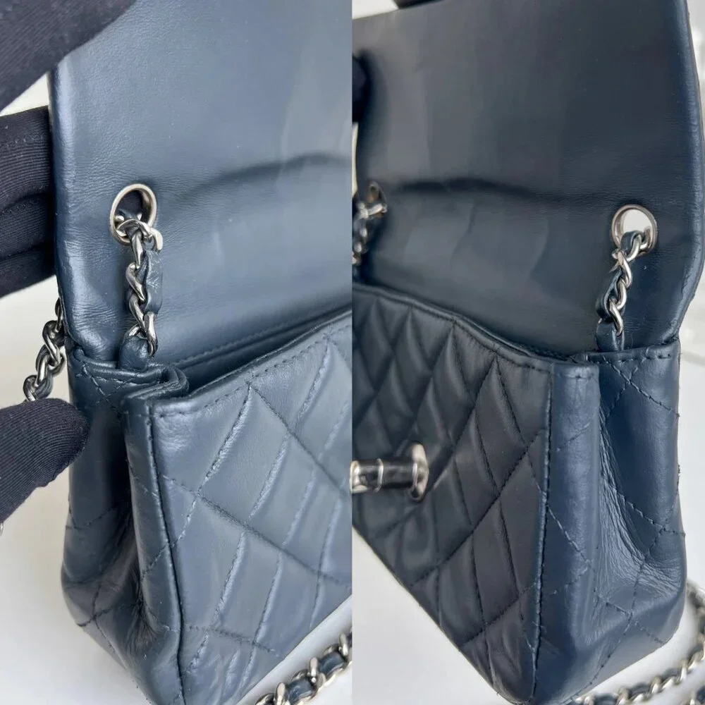 Authentic Chanel Dark Gray Lambskin Crossbody Bag Purse B0910 trdst2016-010526 - Picture 13 of 16